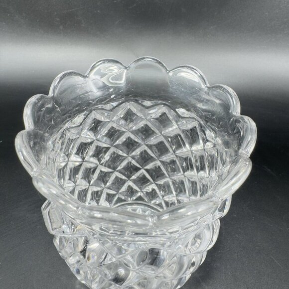 Antique Pineapple Clear Glass Vase Manganese 365nm Green UV Glow Utensil Holder - Picture 9 of 16